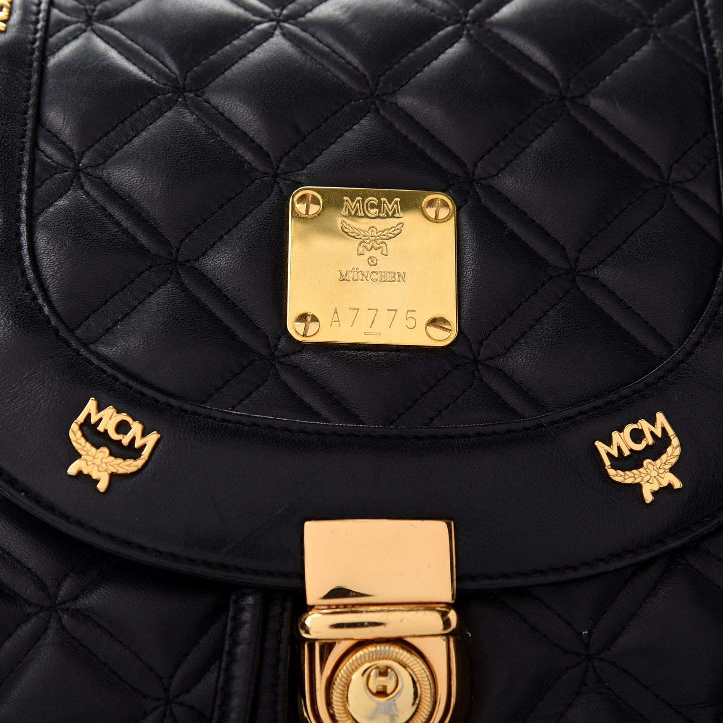 Calfskin Quilted Studded Backpack Black