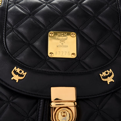 MCM Calfskin Quilted Studded Backpack Black 8 of 8