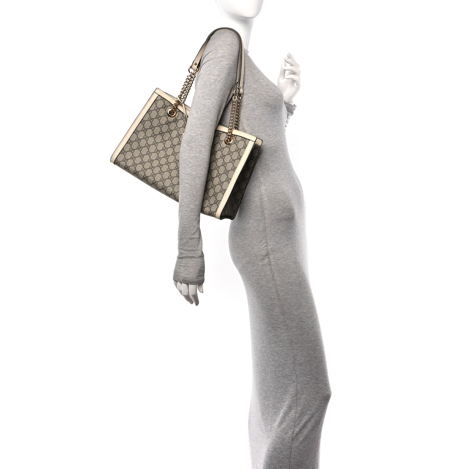 Gucci GG Supreme Monogram Medium Padlock Tote White 2 of 12