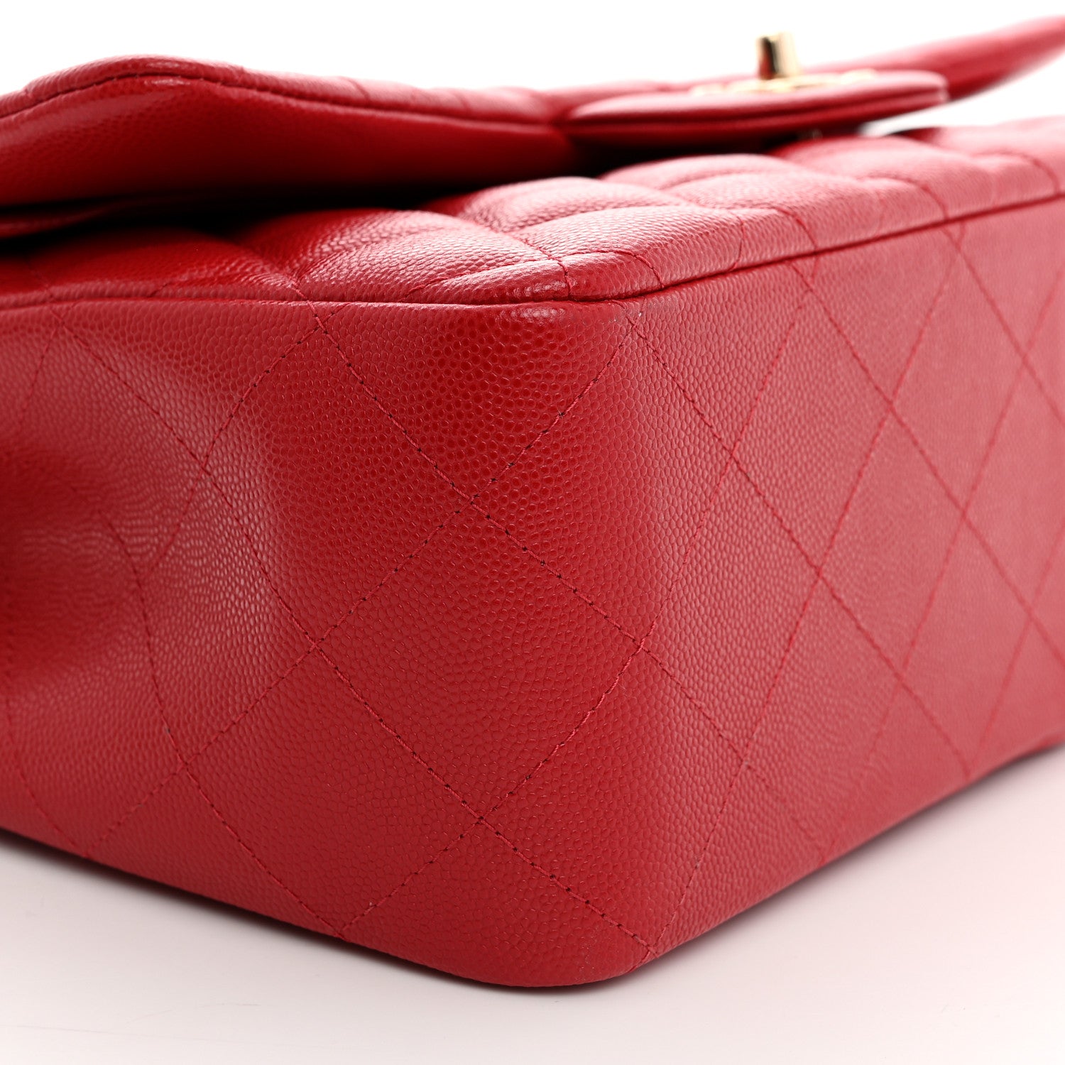 Chanel Caviar Quilted Jumbo Double Flap Red 9 of 10