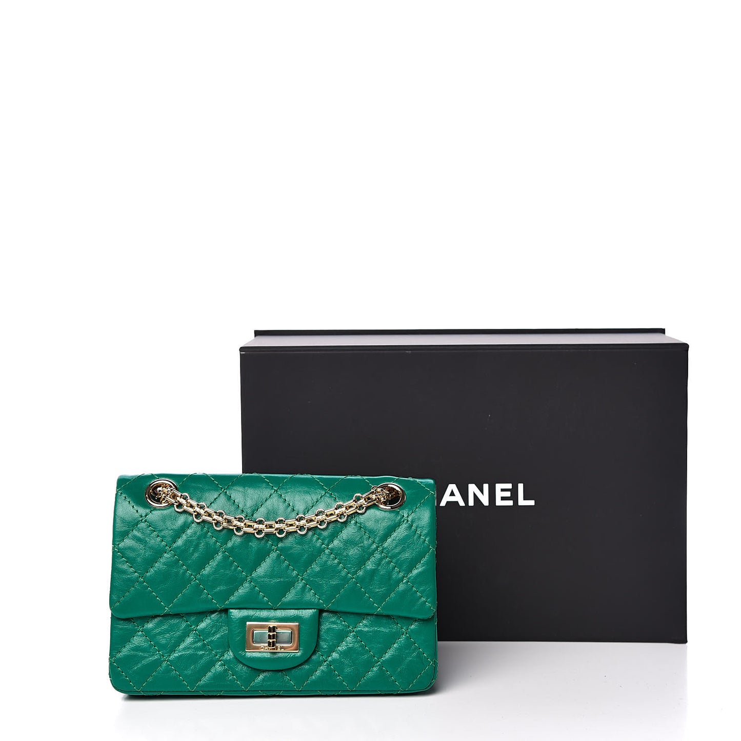 Aged Calfskin Quilted 2.55 Reissue Mini Flap Green