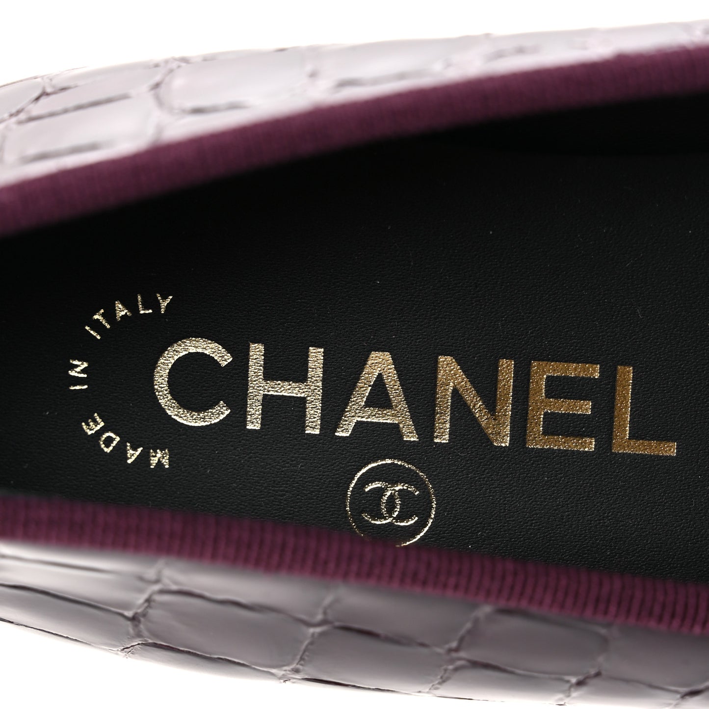 Patent Calfskin Crocodile Embossed Ballerina Flats  38 Dark Burgundy Black