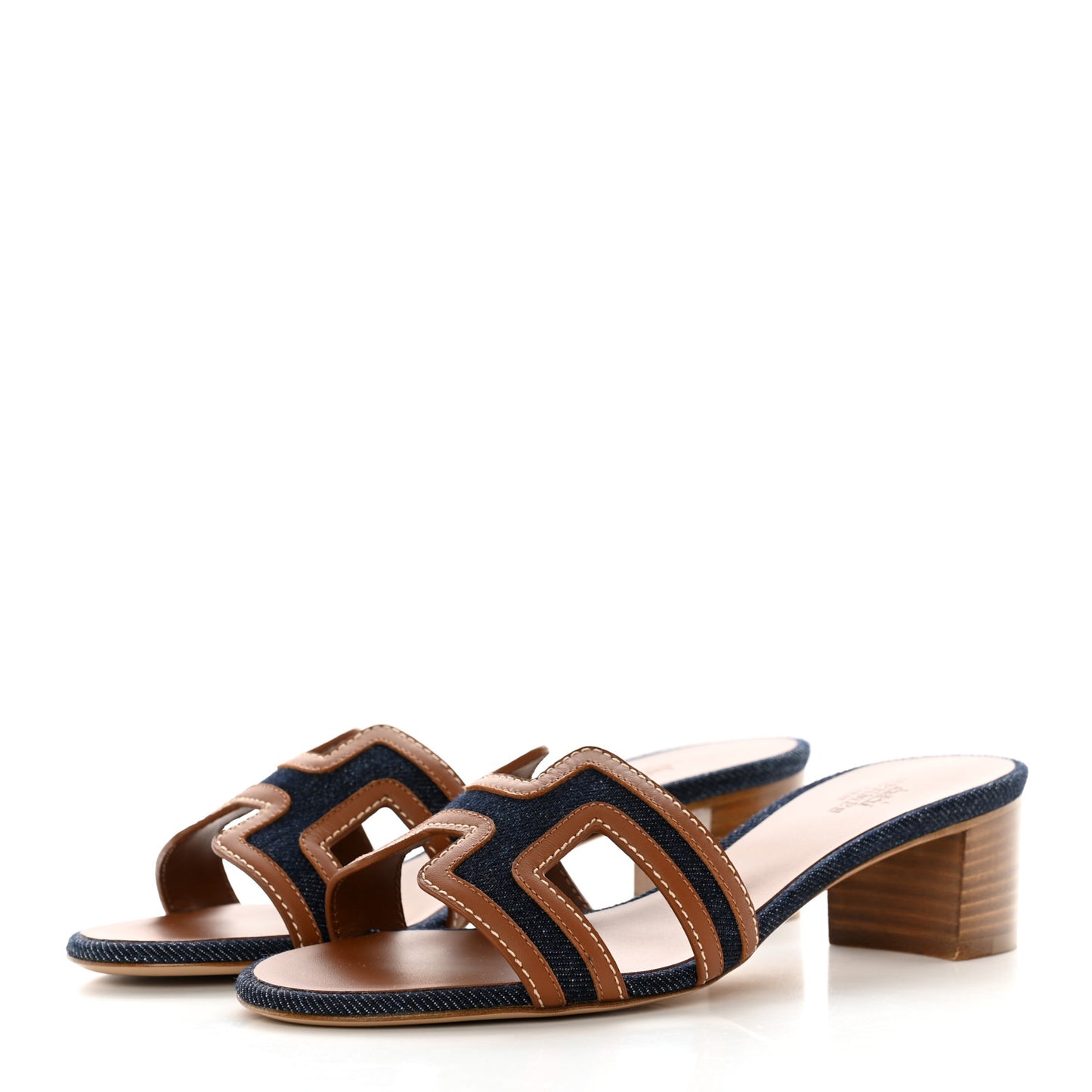 Calfskin Denim Oasis Sandals 36 Bleu Brut Gold