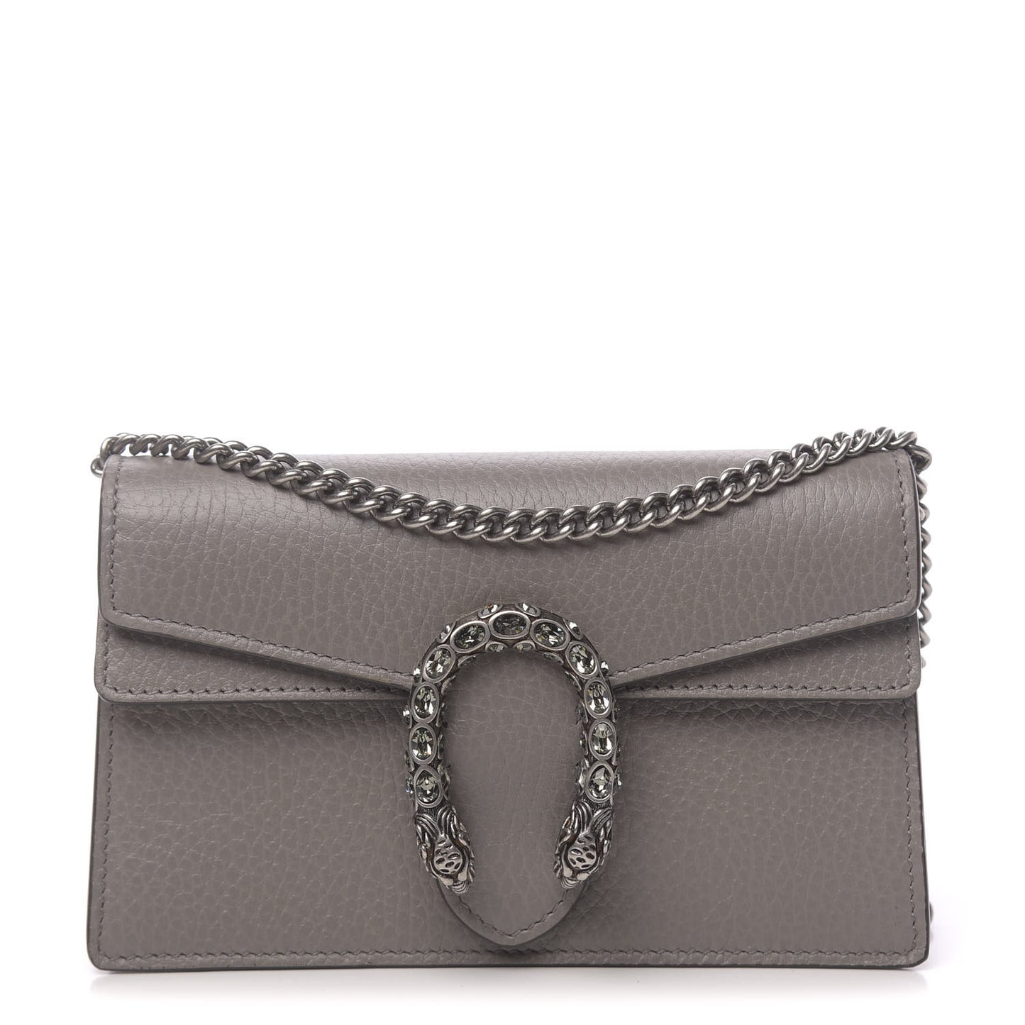Dollar Calfskin Crystal Super Mini Dionysus Shoulder Bag Dusty Grey Black Diamond