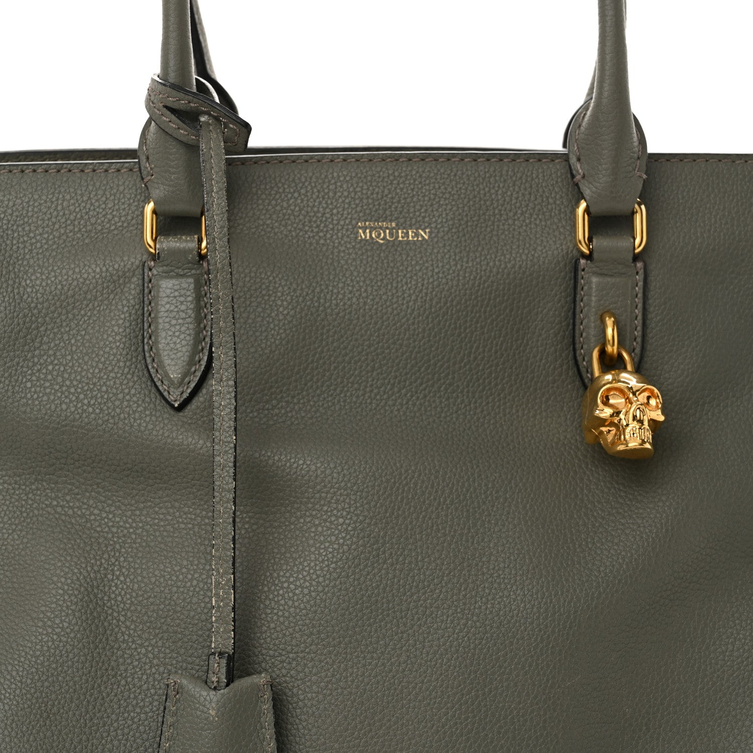 Alexander McQueen Pebbled Calfskin Large Skull Padlock Zip Around
