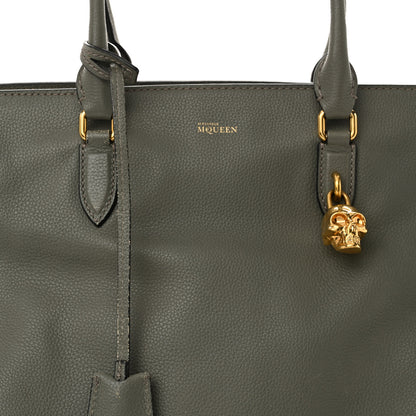Alexander McQueen Pebbled Calfskin Large Skull Padlock Zip Around Tote Dark Grey 8 of 15