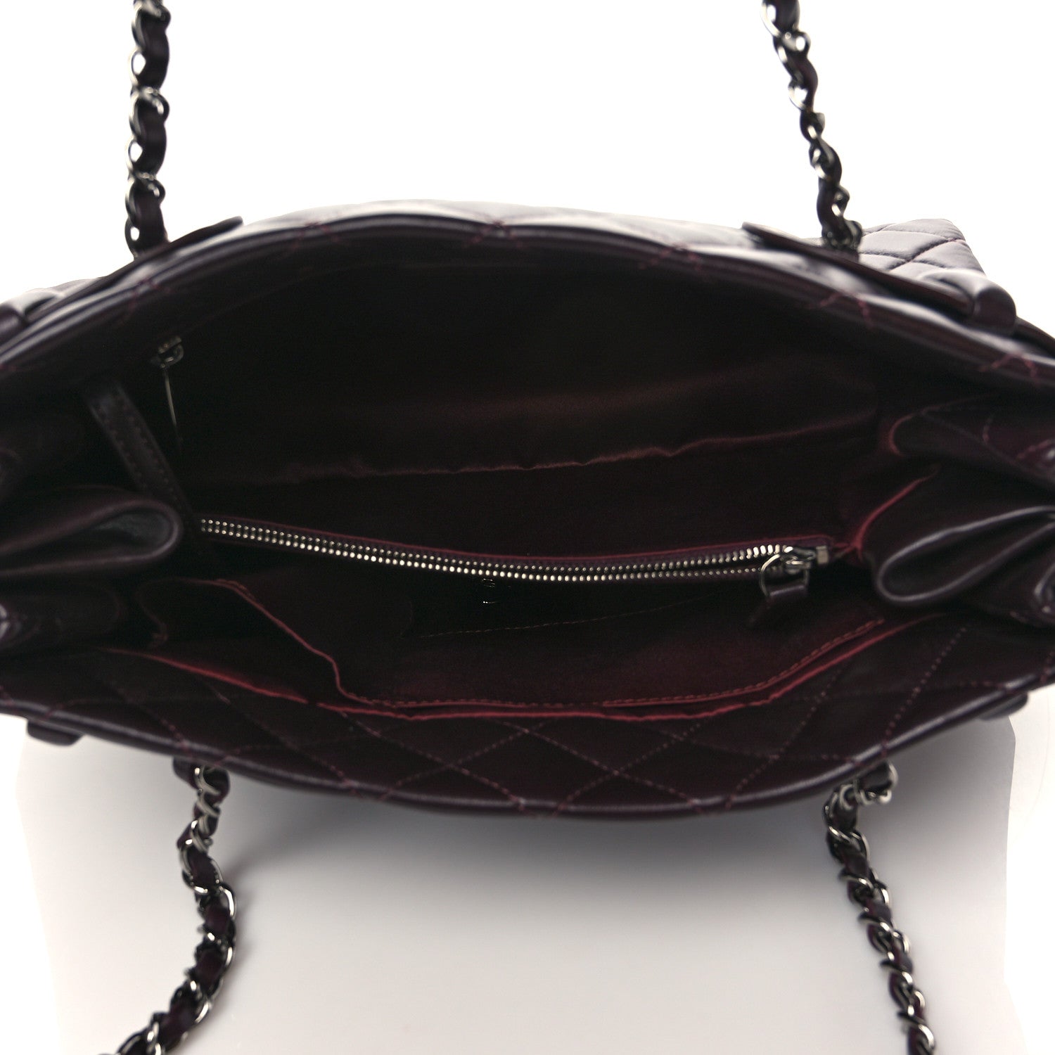 Chanel Lambskin Quilted Small Coco Loop Tote Burgundy 4 of 9