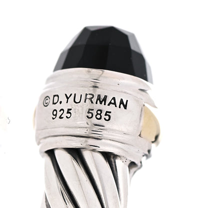 David Yurman Sterling Silver 14K Yellow Gold Black Onyx 7mm Cable Classics Bracelet 4 of 5