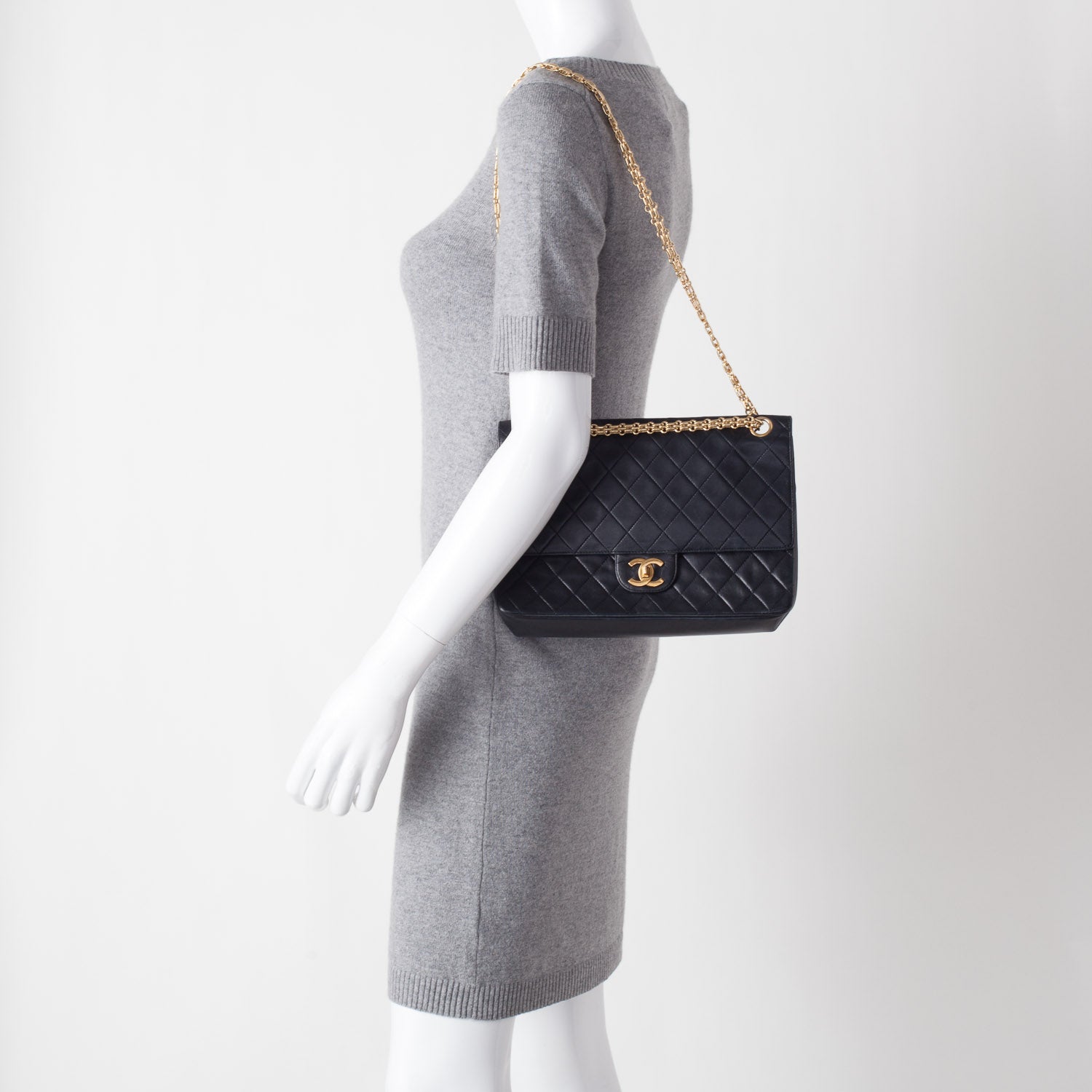 Chanel Lambskin Medium Mademoiselle Chain Double Flap Black 2 of 9