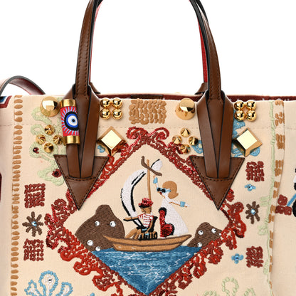 Christian Louboutin Frise Broderie Calfskin Greekaba Tote Biscotto Multicolor 8 of 12