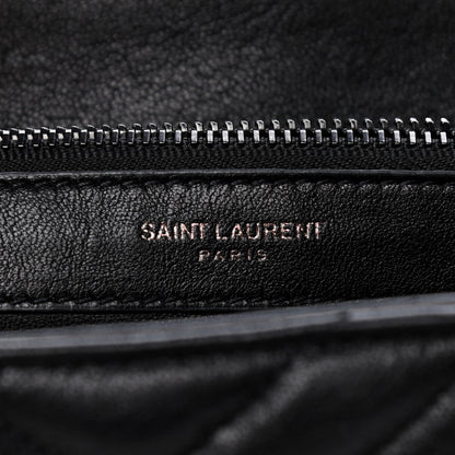 Saint Laurent Sheepskin Matelasse Chevron Monogram Monochrome Large College Satchel Black 12 of 18
