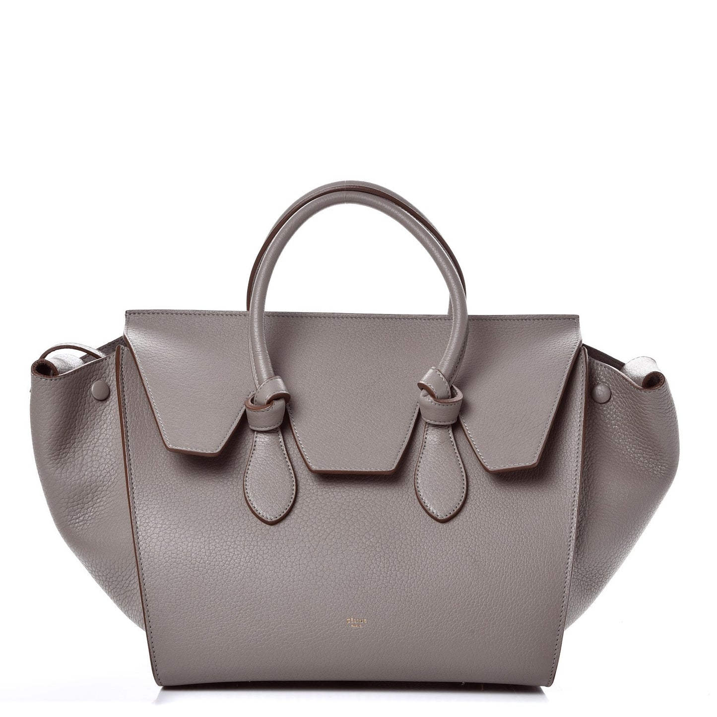 Crisped Calfskin Small Tie Knot Tote Medium Grey
