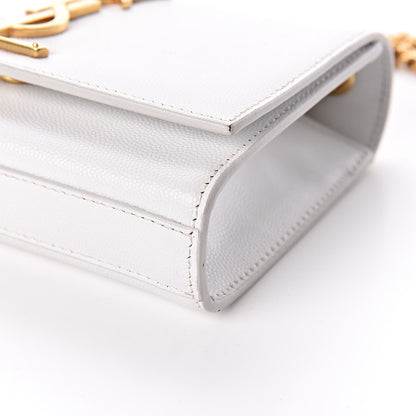 Saint Laurent Grain De Poudre Small Monogram Kate Satchel Optical White 10 of 11