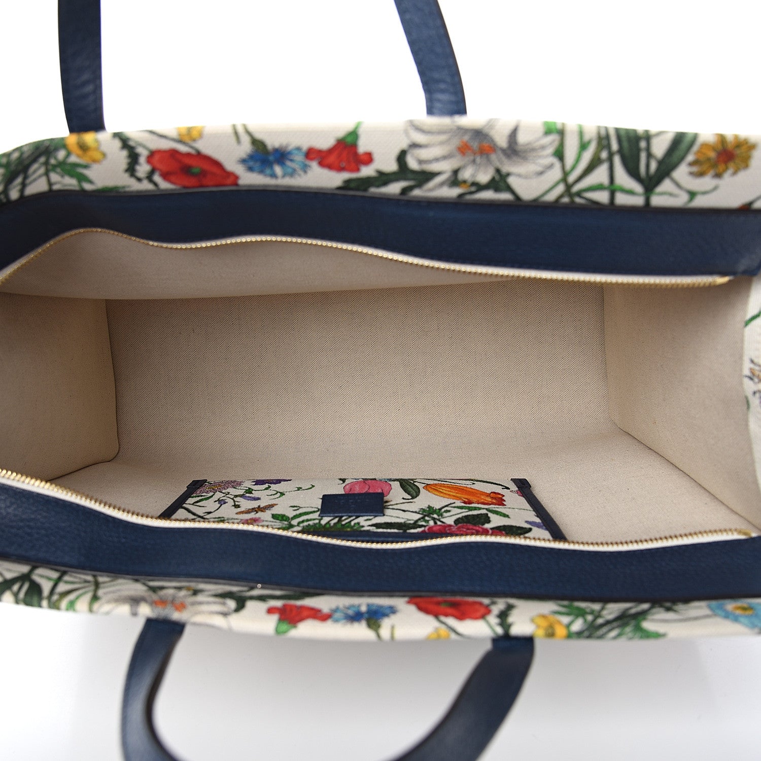 Gucci Canvas Large Flora Tote Navy Multicolor 4 of 9