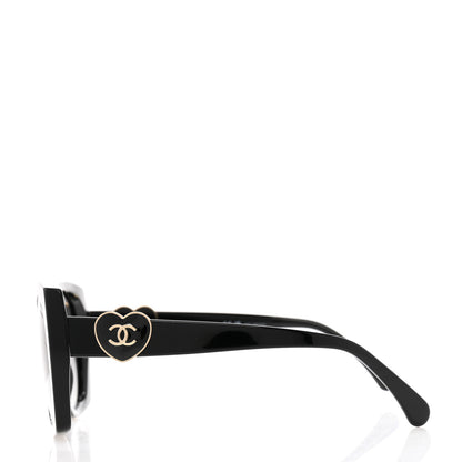 Chanel Acetate Square CC Heart Sunglasses 5519 Black 3 of 9