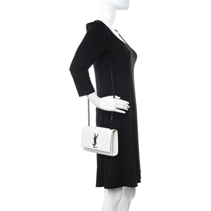 Saint Laurent Grain De Poudre Small Monogram Kate Satchel Porcellana Black 2 of 12
