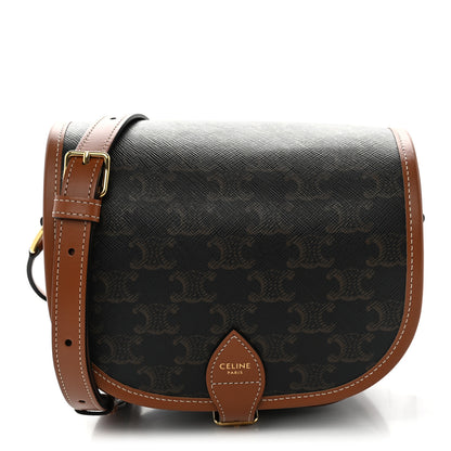 Celine Triomphe Canvas Medium Folco Bag Tan 1 of 10