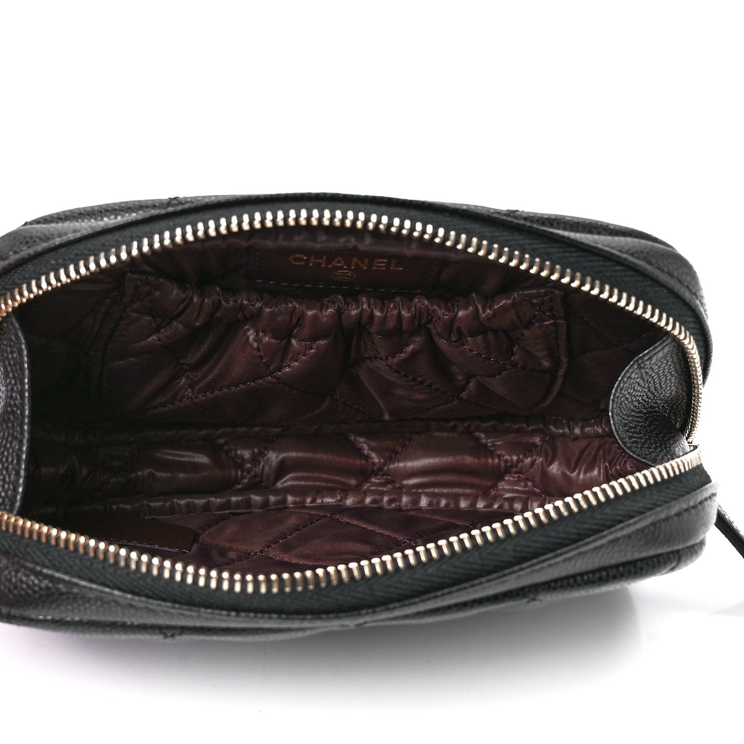 Chanel Caviar Quilted Curvy Pouch Cosmetic Case Black 5 of 12