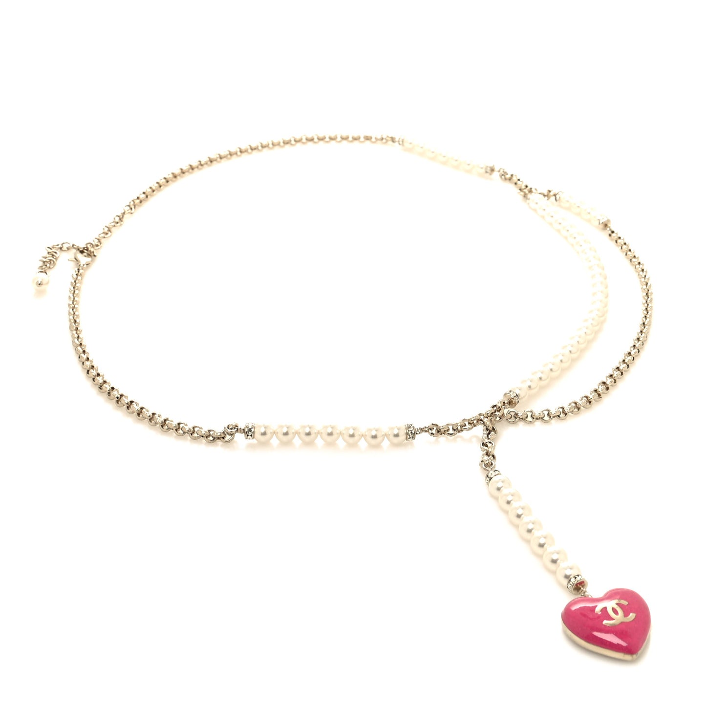 Pearl Crystal CC Belt 85 Gold Pearly White Pink