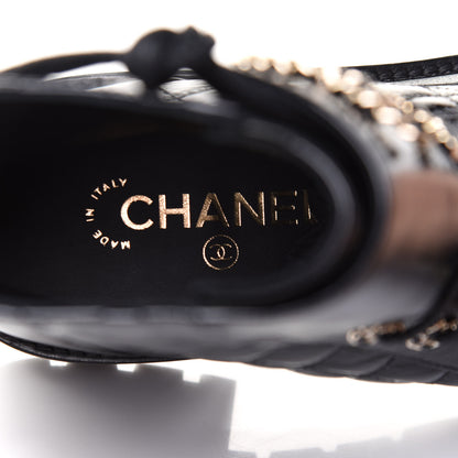 Chanel Shiny Calfskin Quilted Lace Up Combat Boots 38.5 Black 8 of 10