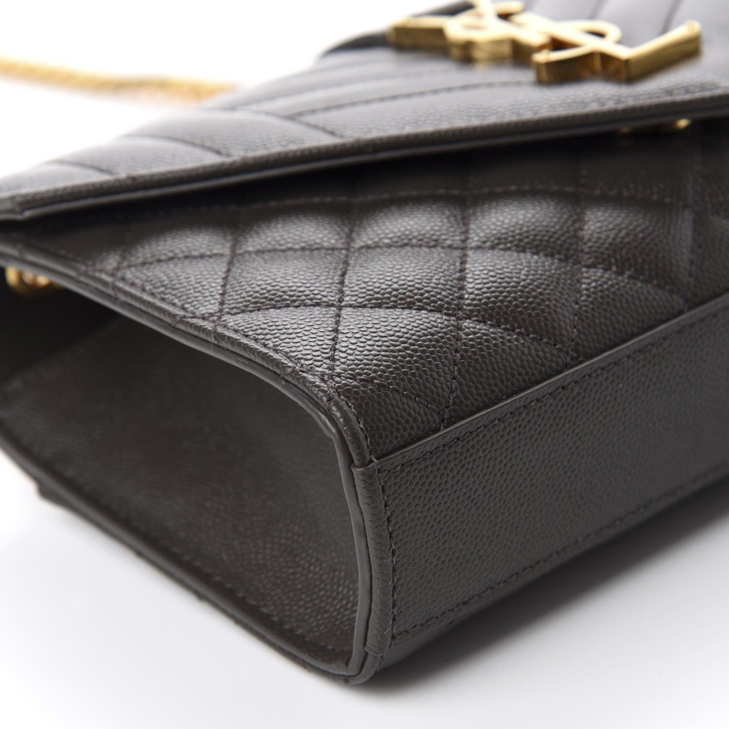 Saint Laurent Grain De Poudre Textured Mixed Matelasse Triquilt Small Monogram Satchel Pebble 6 of 10
