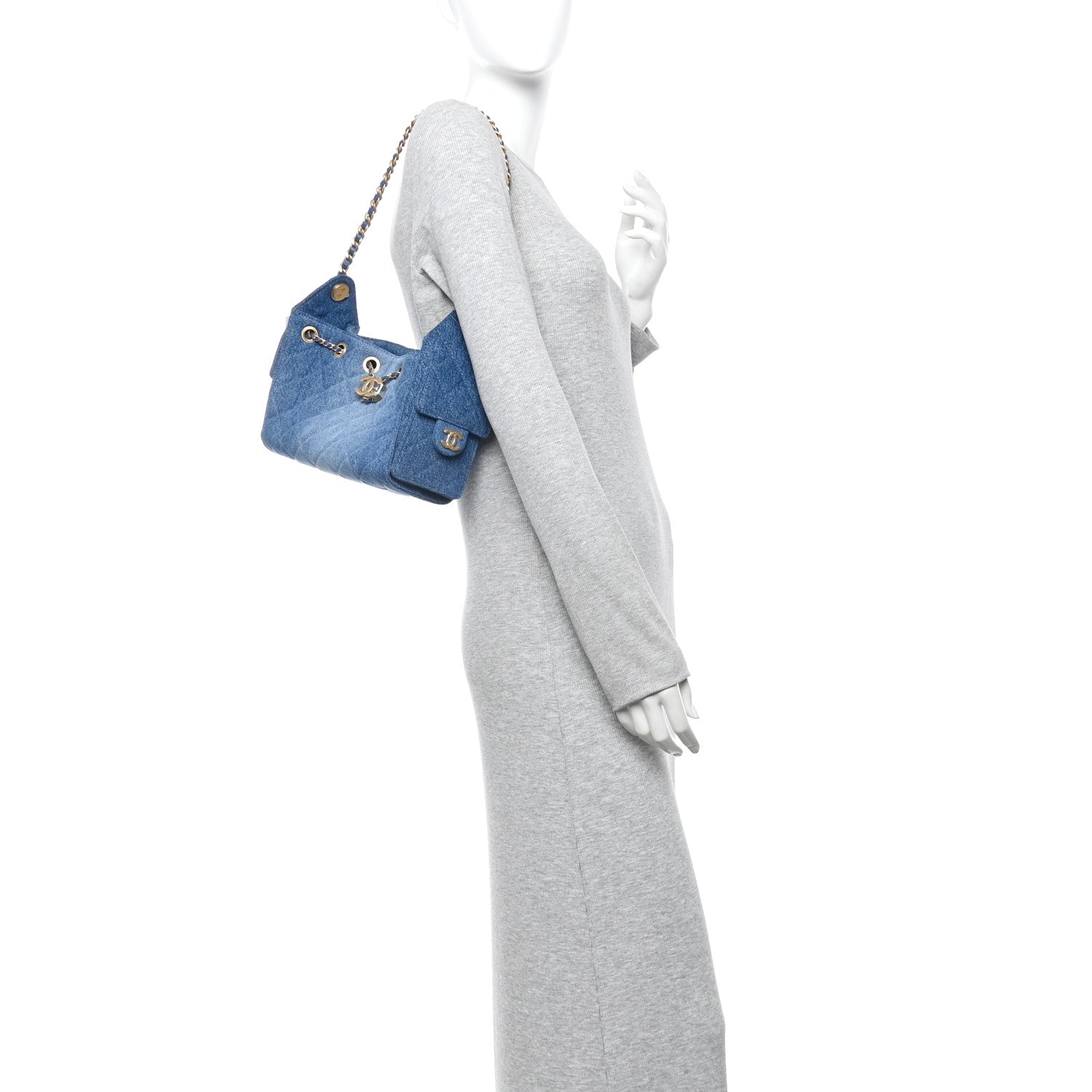 Chanel Washed Denim Quilted Mini Chanel 25 Handbag Blue 2 of 11