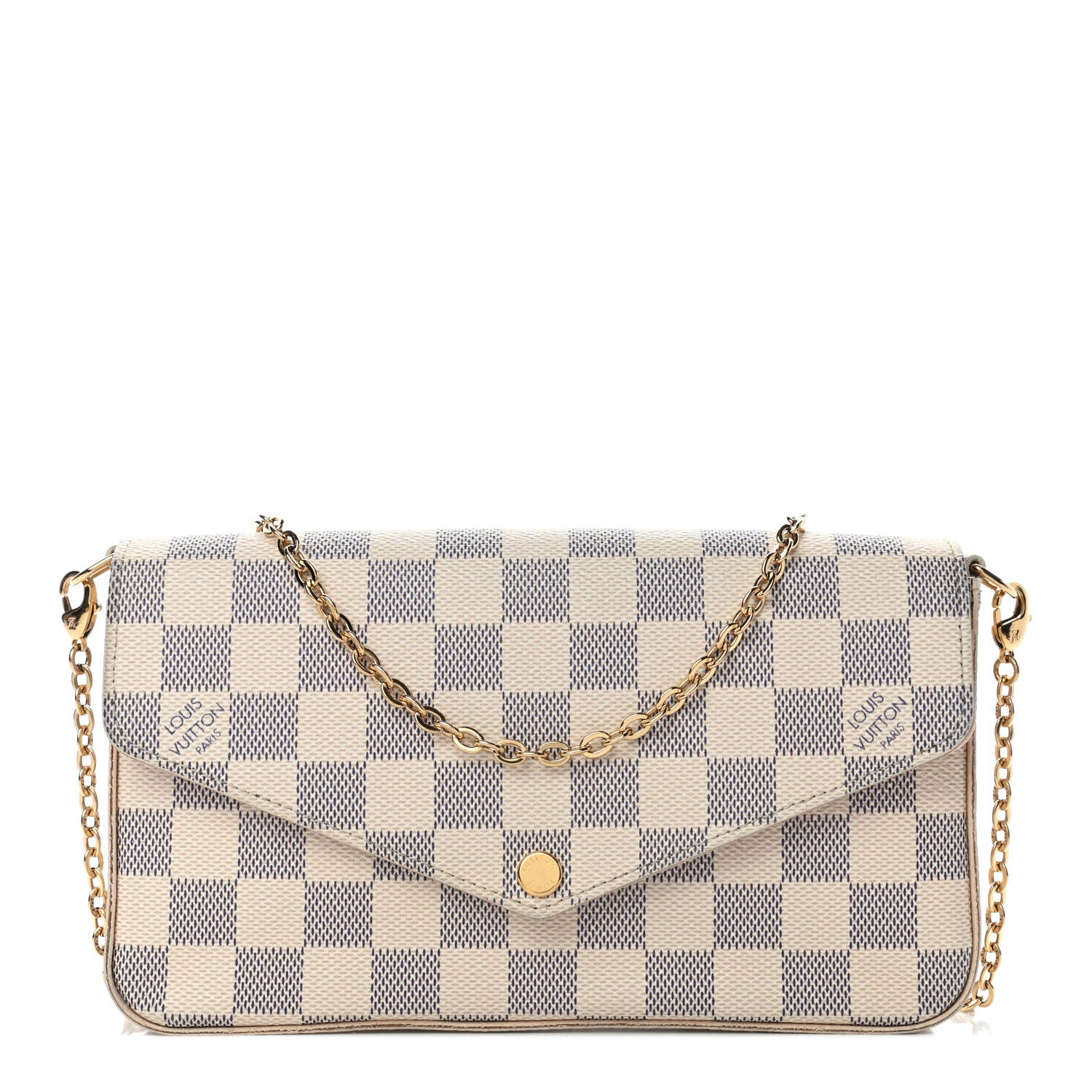 Louis Vuitton Damier Azur Pochette Felicie Chain Wallet Rose Ballerine 1 of 5