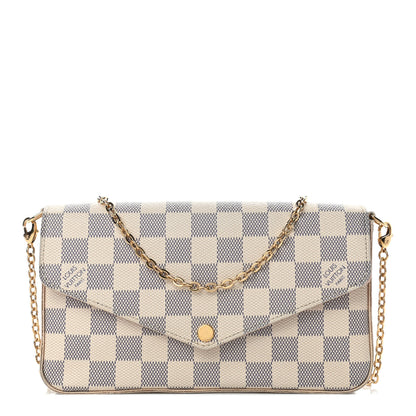 Louis Vuitton Damier Azur Pochette Felicie Chain Wallet Rose Ballerine 1 of 5