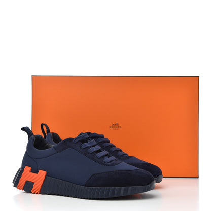 Hermes Technical Jersey Suede Goatskin Bouncing Sneakers 36 Marine 11 of 11