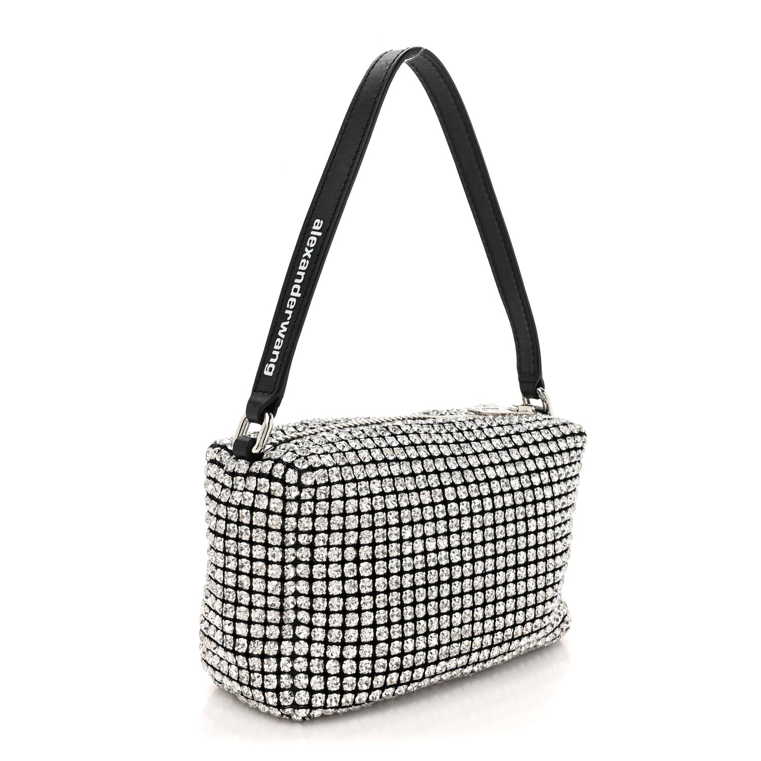 Alexander Wang Mesh Crystal Rhinestone Mini Heiress Pouch Black Silver 3 of 9