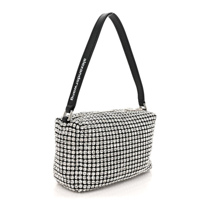 Alexander Wang Mesh Crystal Rhinestone Mini Heiress Pouch Black Silver 3 of 9