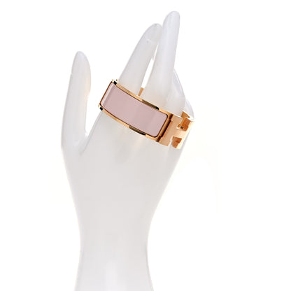Hermes Enamel Wide Clic Clac H Bracelet PM Rose Dragee 2 of 5