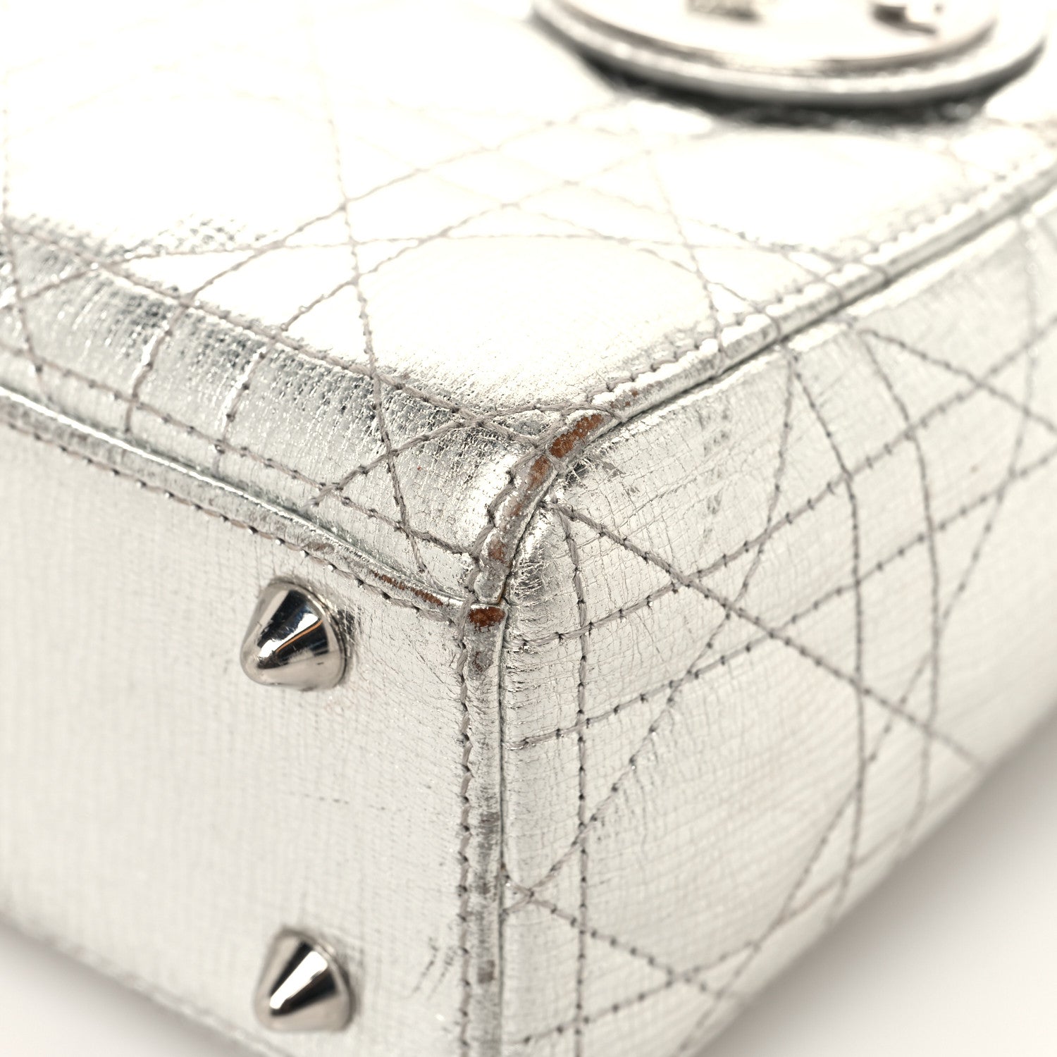 Christian Dior Metallic Grained Calfskin Cannage Small Lucky Badges My Lady Dior Silver 11 of 18