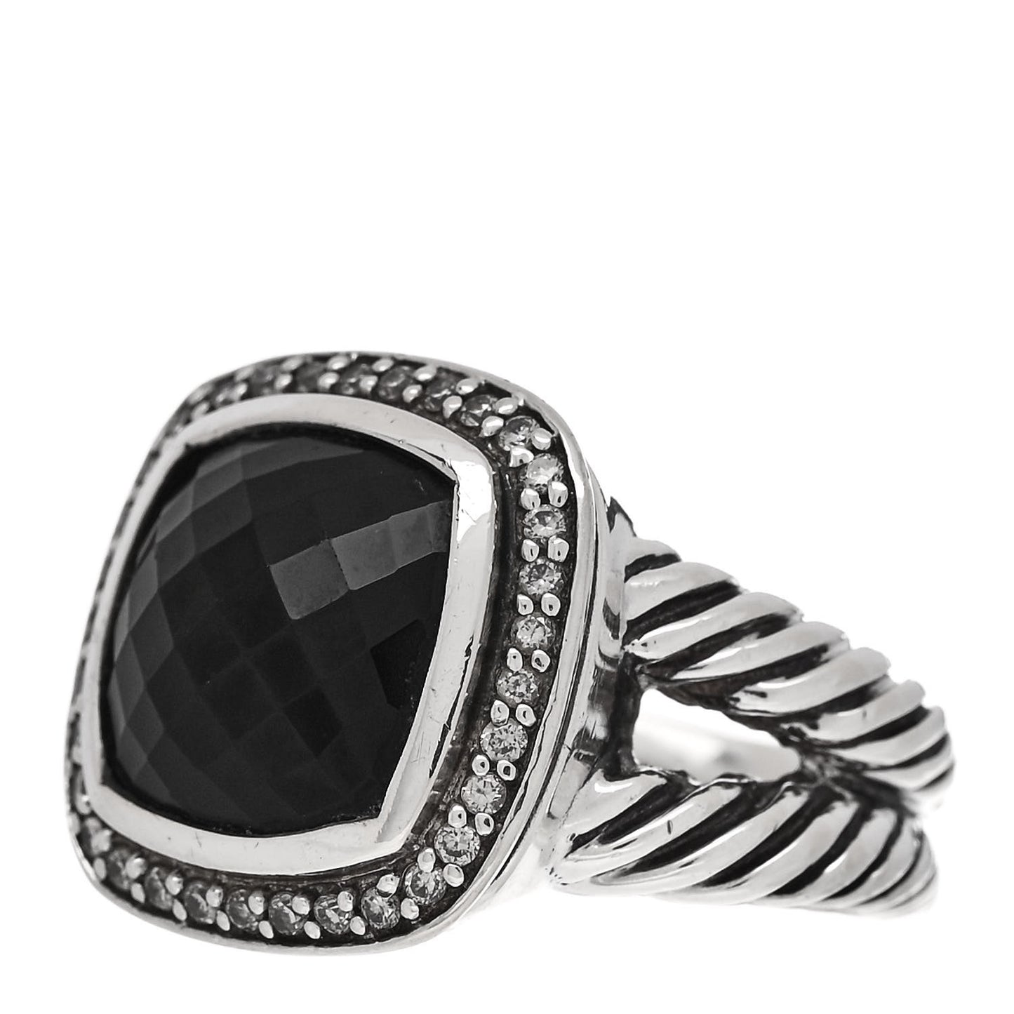 Sterling Silver Diamond Black Onyx 11mm Albion Statement Ring 51 5.75