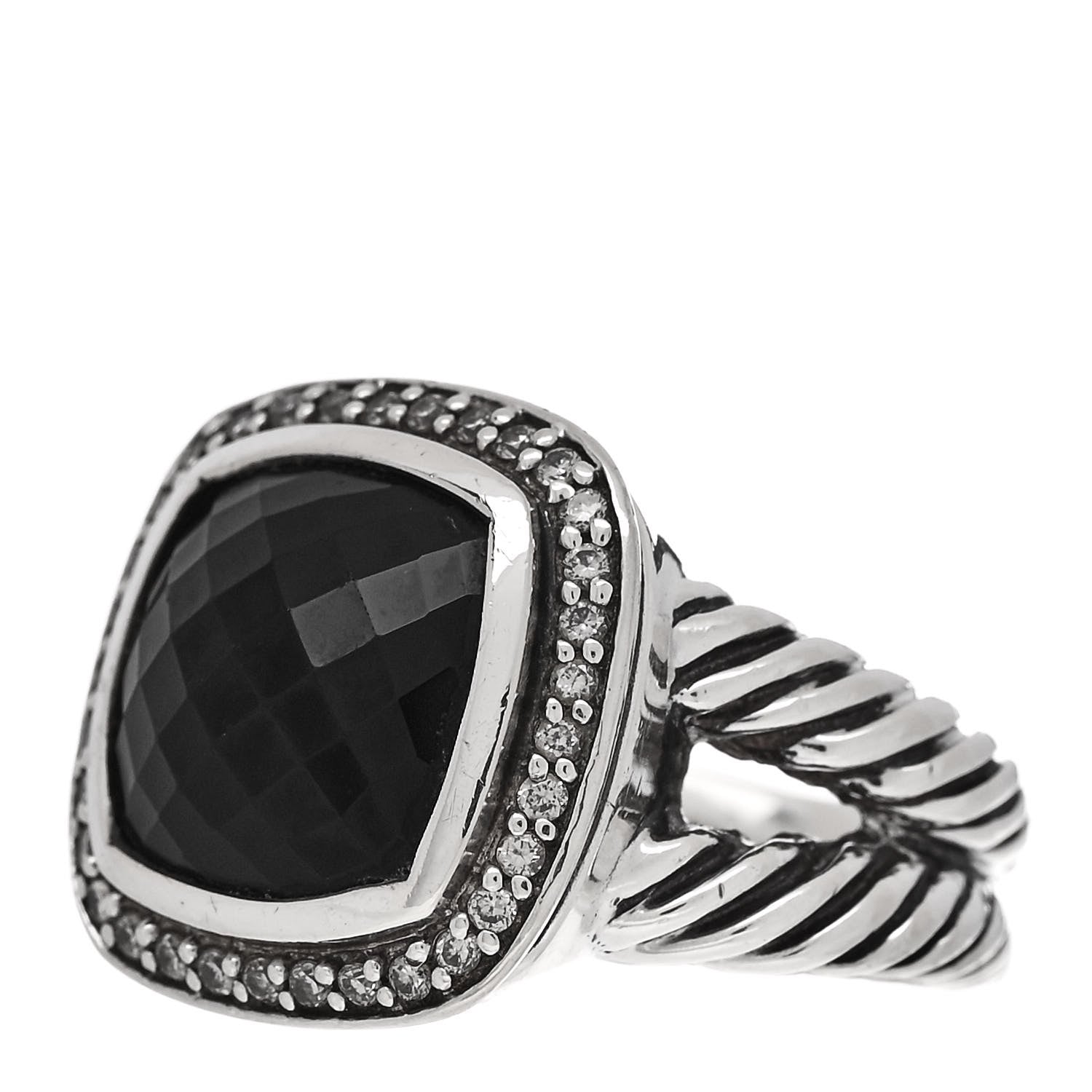 David Yurman Sterling Silver Diamond Black Onyx 11mm Albion Statement Ring 51 5.75 3 of 5
