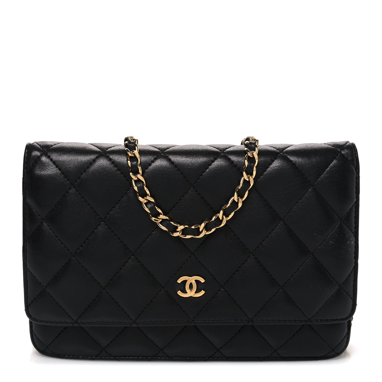 Chanel Lambskin Quilted Wallet On Chain WOC Black 1 of 13