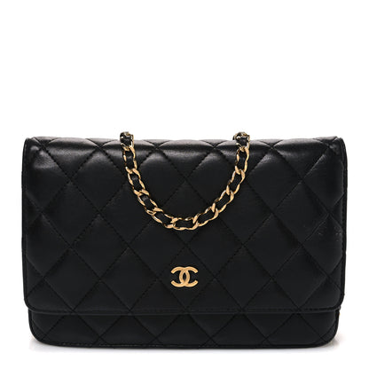 Chanel Lambskin Quilted Wallet On Chain WOC Black 1 of 13