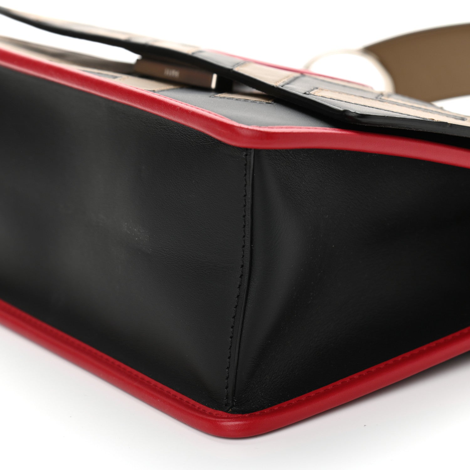 Fendi Vitello Century F is Fendi FF Diagonal Inlay Kan I Shoulder Bag Fango Black Fragola 11 of 11
