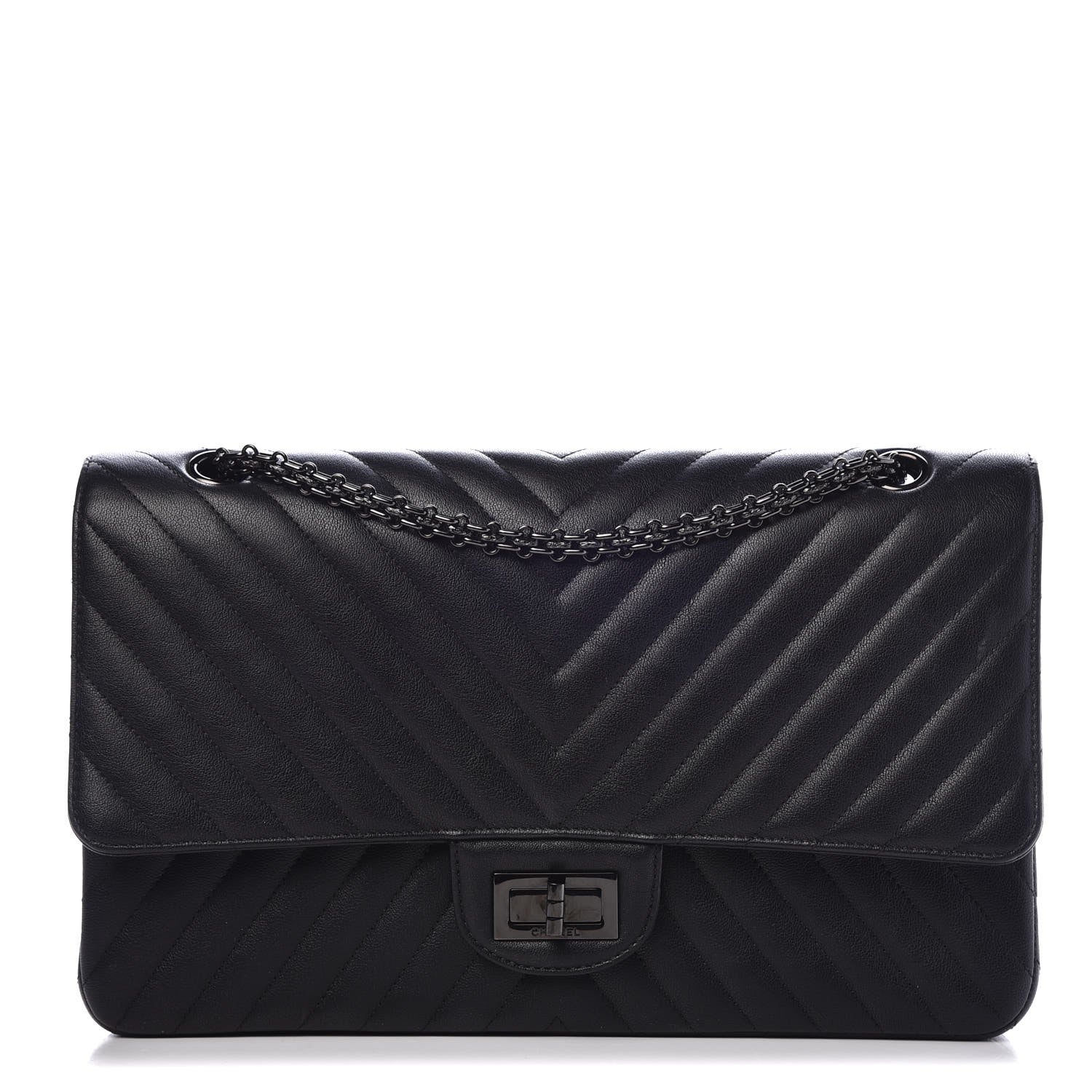 Chanel Sheepskin Chevron Quilted 2.55 Reissue 227 Flap So Black 1 of 9