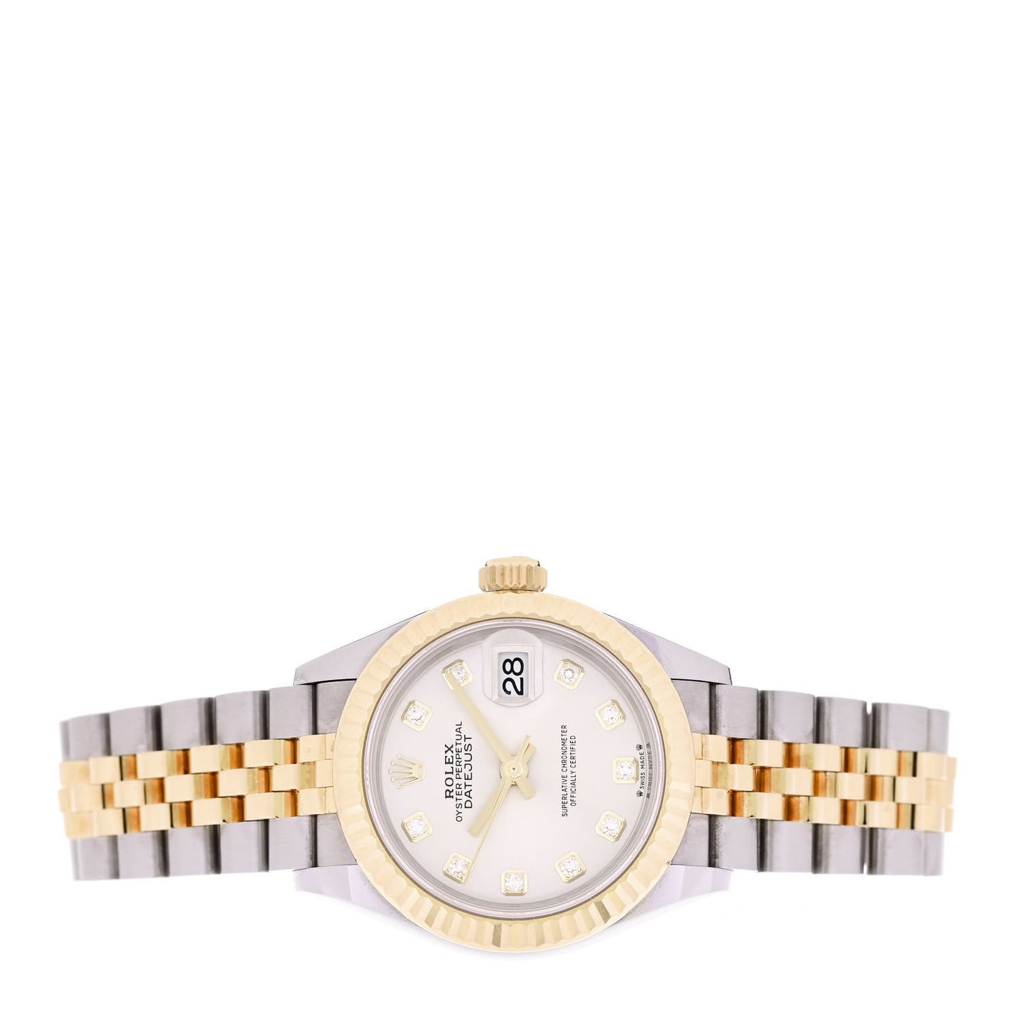 Stainless Steel 18K Yellow Gold Diamond 28mm Oyster Perpetual Datejust Watch Silver 279173