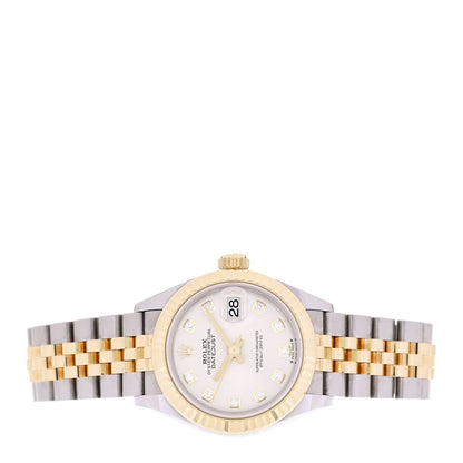 Rolex Stainless Steel 18K Yellow Gold Diamond 28mm Oyster Perpetual Datejust Watch Silver 279173 2 of 5