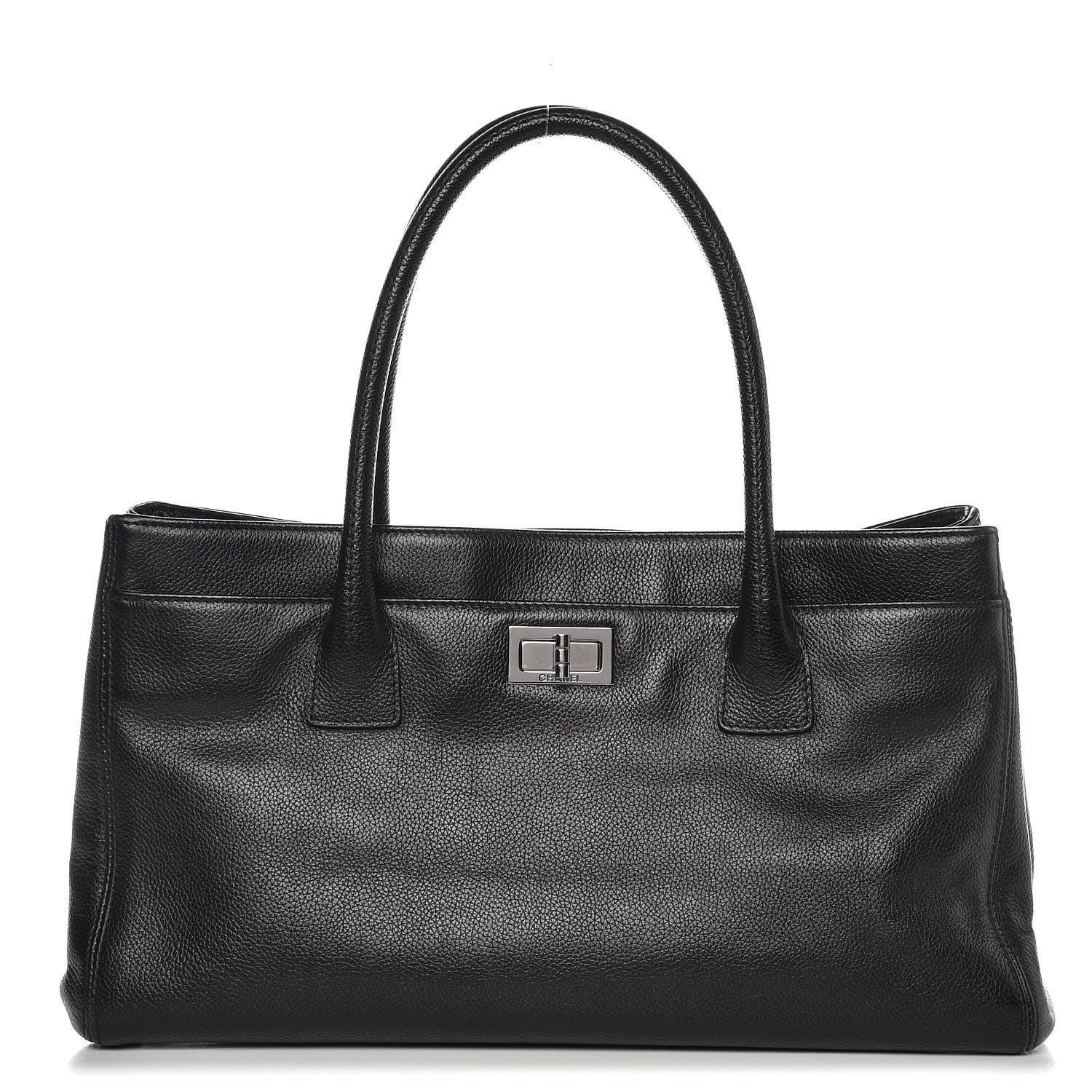 Chanel Calfskin Mademoiselle Lock Cerf Shopper Tote Black 1 of 11
