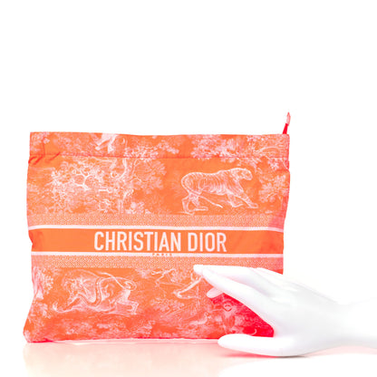 Christian Dior CHRISTIAN DIOR Embroidered Toile De Jouy Diortravel Zipped Pouch Orange 2 of 11
