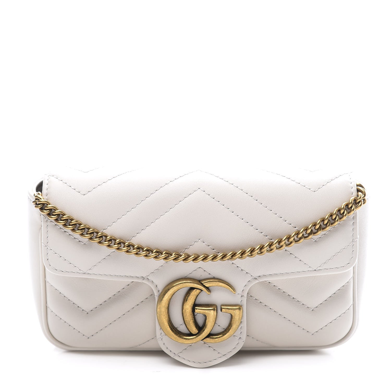 Gucci Calfskin Matelasse Super Mini GG Marmont Shoulder Bag White 1 of 10