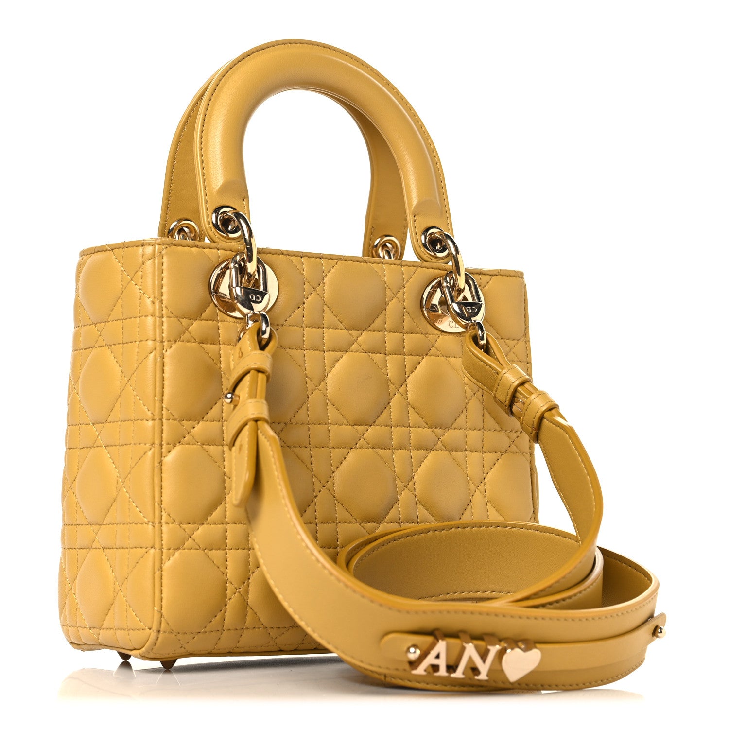 Christian Dior Lambskin Cannage Small My ABCDior Lady Dior Yellow 3 of 13