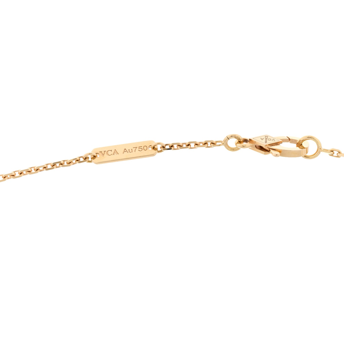 18K Yellow Gold Tiger Eye Vintage Alhambra Pendant Necklace