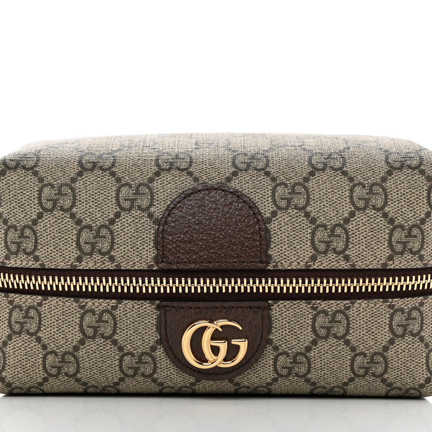 Soft GG Supreme Monogram Calfskin Medium Ophidia Cosmetic Case Beige Ebony New Acero
