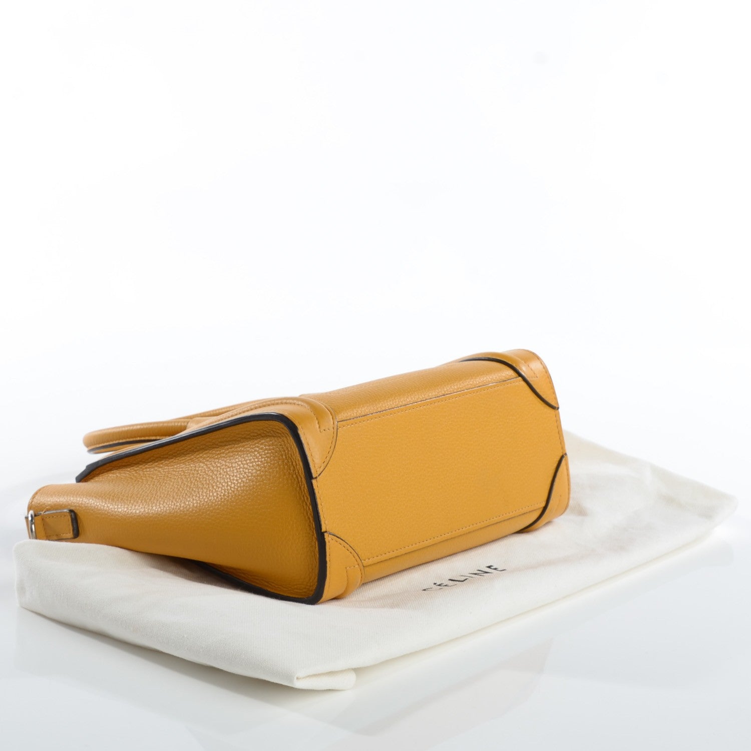 Celine Drummed Calfskin Nano Luggage Ocre 4 of 8