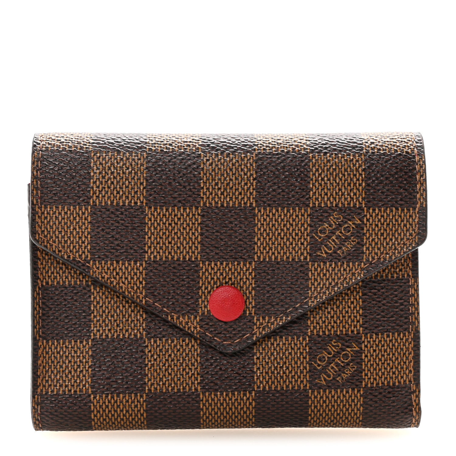 Louis Vuitton Damier Ebene Victorine Wallet Red 1 of 6