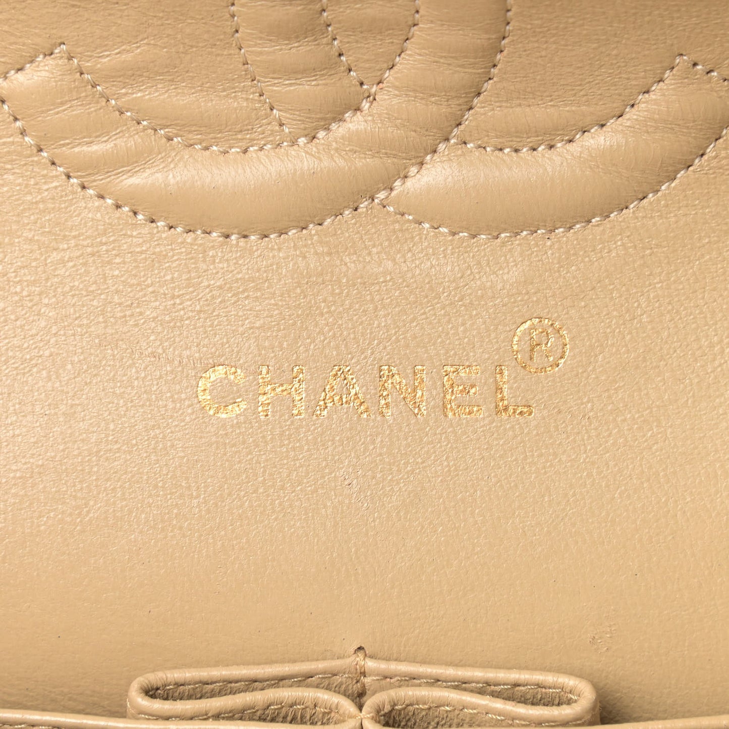 Lambskin Quilted Medium Double Flap Beige